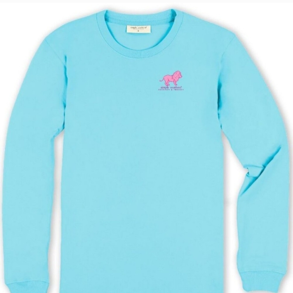 💠Simply Southern💠 Lion Tracker Knit Pool Blue Long Sleeve T-Shirt❗️NWT❗️ - Picture 2 of 4